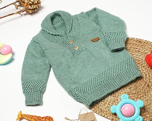 Image of Handmade Winter Wear Woolen High Neck Pullover Sweater for Baby Boys and Boys
