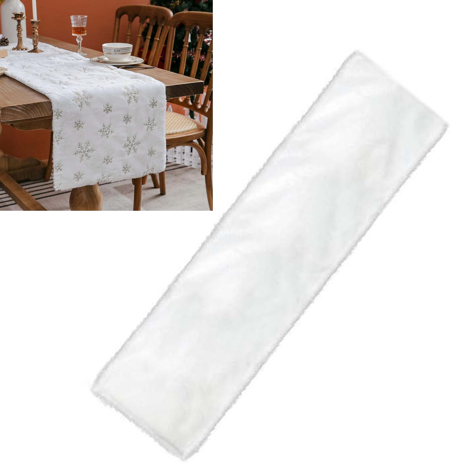 Elnwnnkc Tablecloth Christmas Snowflake Table Runner with Gold/Silver Shimmering Sequins Tablecloth for Shop Decoration Christmas Table Runner