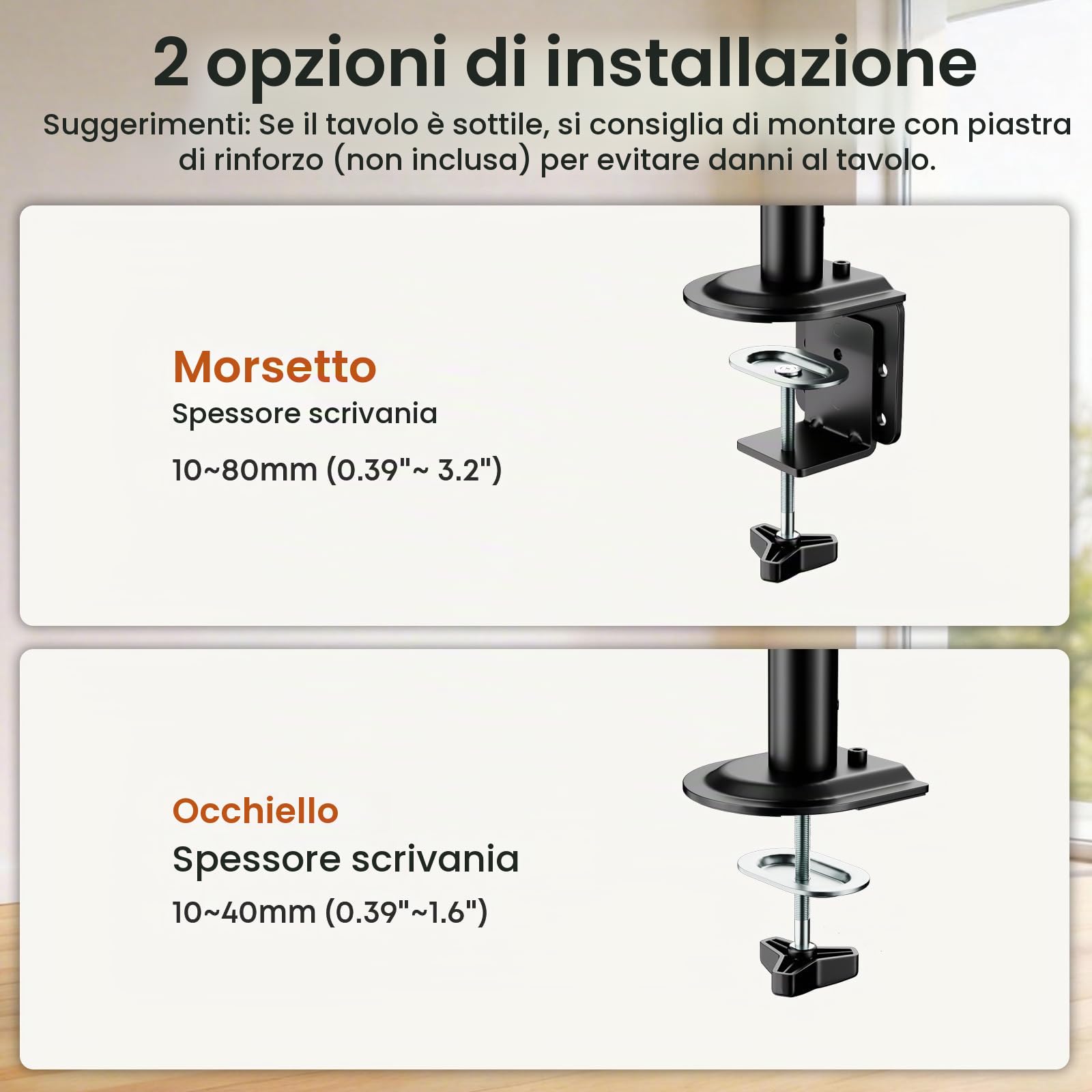 PUTORSEN Supporto 3 Monitor per PC, Premium Alluminio Braccio articolato Ergonomico Molla Gas per Triplo Schermi 17-27", Altezza Regolabile Inclinazione Girevole e Fissaggio Scrivania Braccio