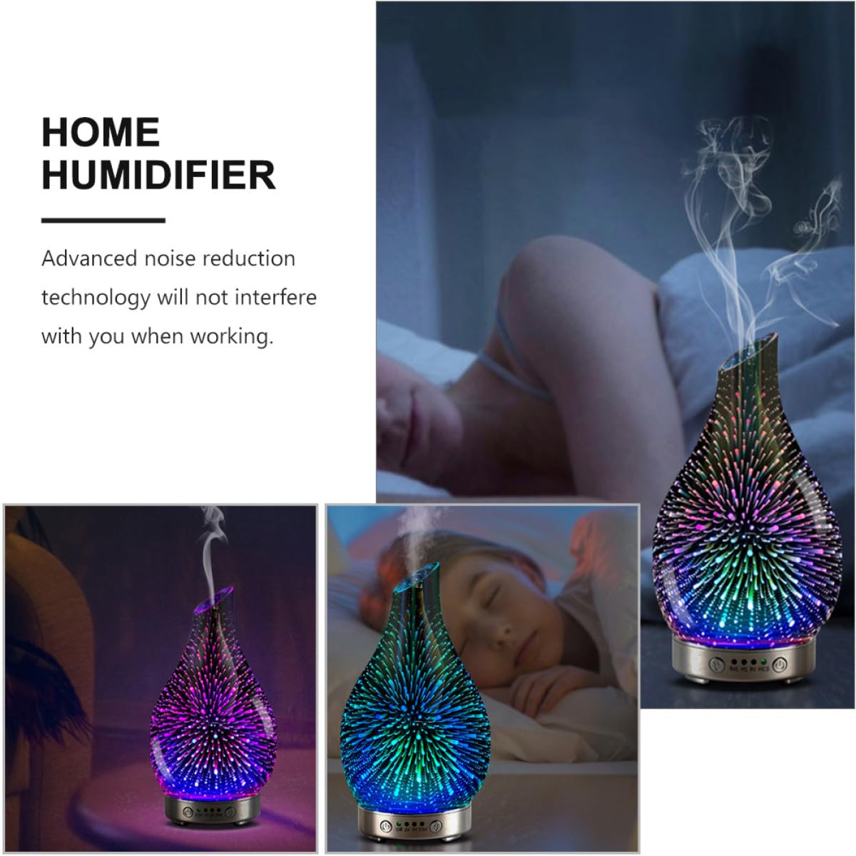 CHILDWEET Humidificador de Reducción de Ruido Tecnología Avanzada Difusor de Aroma de Vidrio Púrpura y Nebulización Suave para Salones de Belleza y Dormitorios