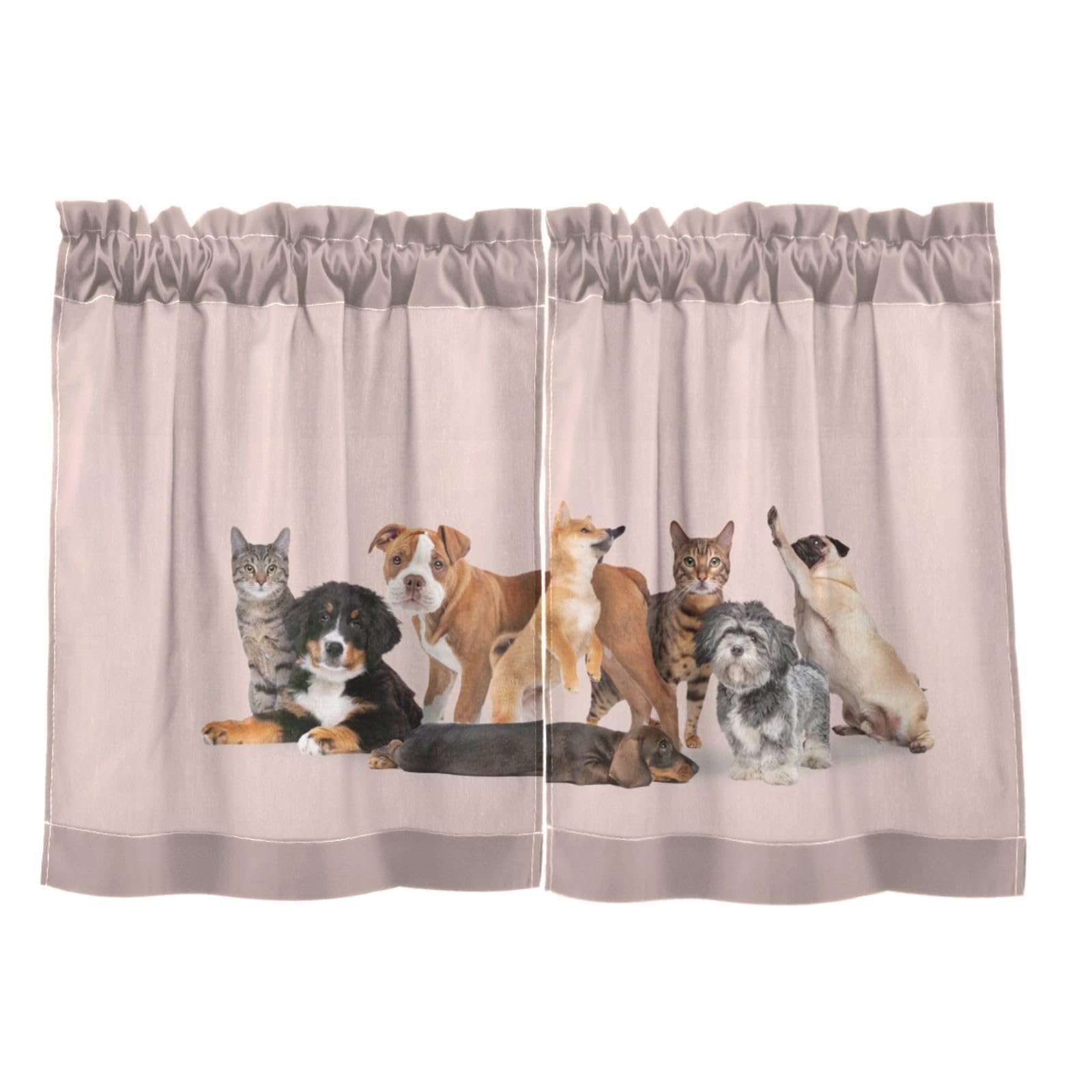 Amazon｜alaza カフェカーテン 小窓用ペット 犬柄 猫おしゃれ
