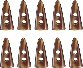 uxcell 10Pcs Resin Toggle Buttons, 30mm/1.2" Double Holes Tooth Shape Sewing Wood Buttons for DIY Sweater Clothing Accessories, Coffee