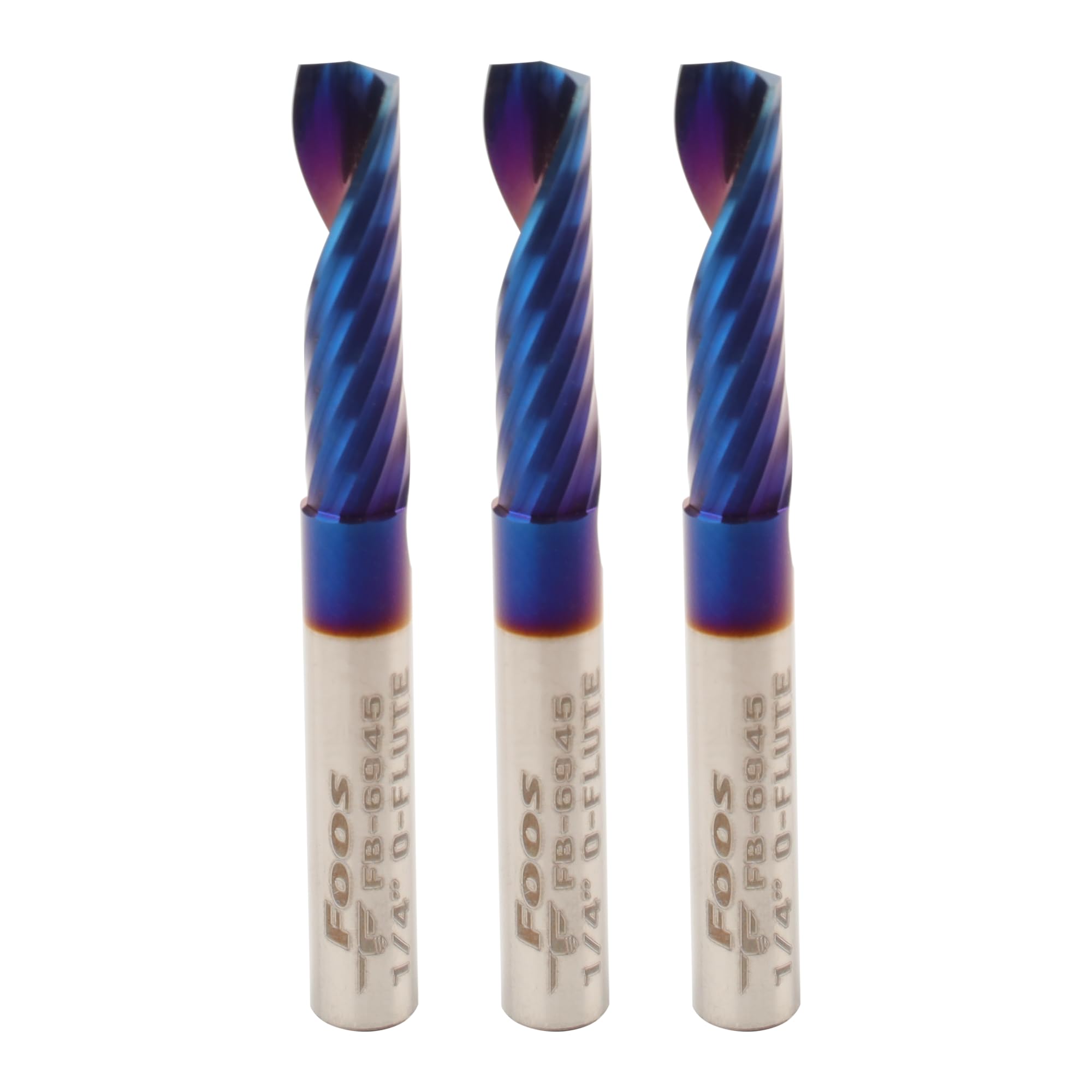 FOOS Nano O-Flute – Fraises à défoncer CNC à cannelure unique – Carbure solide – Tige de 6,35 mm (lot de 3 0,6 cm)