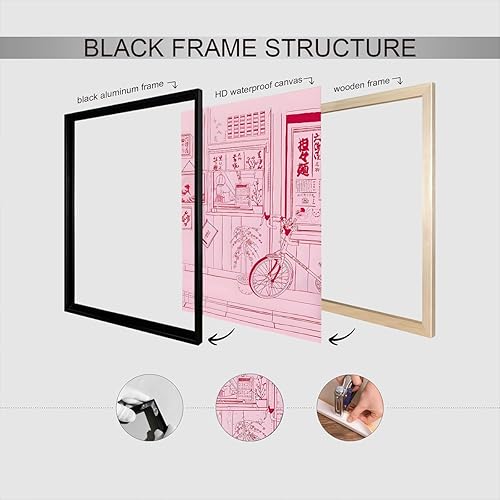 Miniatura 3 de Pósteres de lienzo de paisaje japonés de la ciudad de Kioto, arte de pared de calles rosas de Japón, arte de pared de los años 90 para sala de