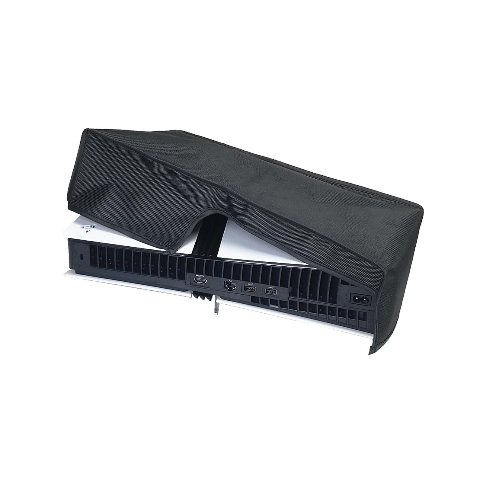 Cubierta antipolvo horizontal para consola PS5 Pro, tela Oxford, antiarañazos, impermeable, con puerto de cable trasero para consola Sony Playstation 5 Pro, versión digital y disco (negro)