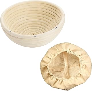 Westmark 3207227B Lot de 2 paniers de fermentation ronds + housse en osier et coton Beige clair/beige, Rond