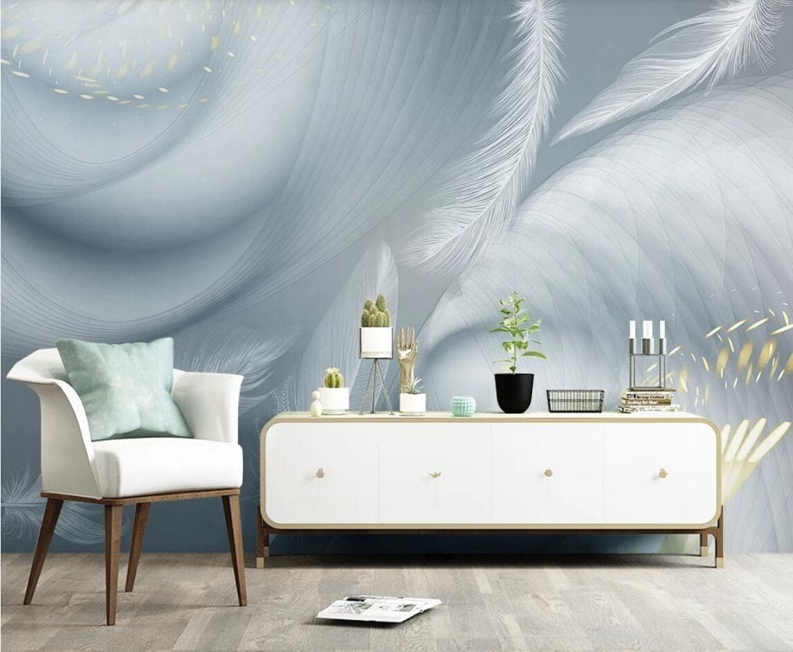 Papier Peint 3d Moderne Plume Blanche : Agrandissez un Petit Salon