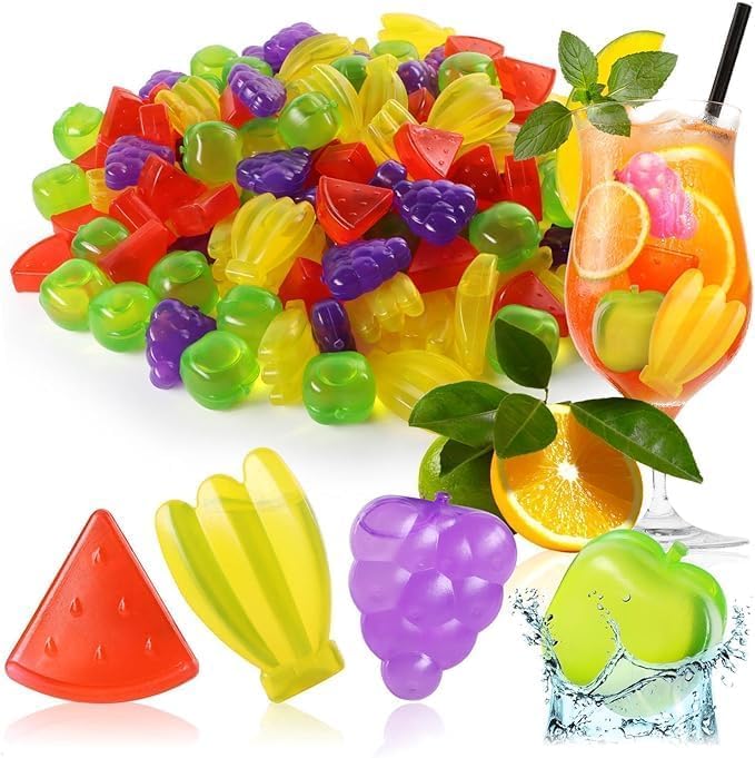 Reusable Multi Fruit Shaped Freezable Ice Cubes (20 Pcs) | BPA-Free Washable & Refreezable Drink Chillers | Non-Diluting Ice Cubes for Cocktail, Whiskey, Juice, Soft Drinks & Beverages | Multicolor-image-37