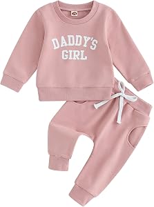 Tenue 2 pièces pour tout-petit fille de papa, sweat-shirt à manches longues avec impression de lettres et pantalons, vêtements d'automne hiver pour bébé