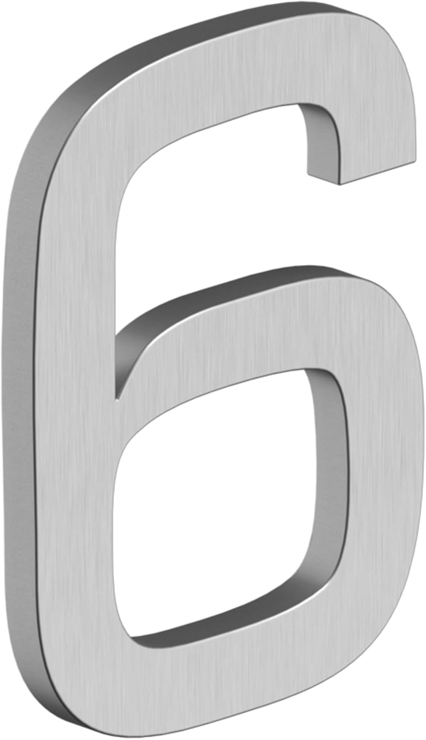 DELTANA 4" HIGHT NUMBER , E SERIES WITH RISERS, STAINLESS STEEL (Brushed Stainless, 6)
