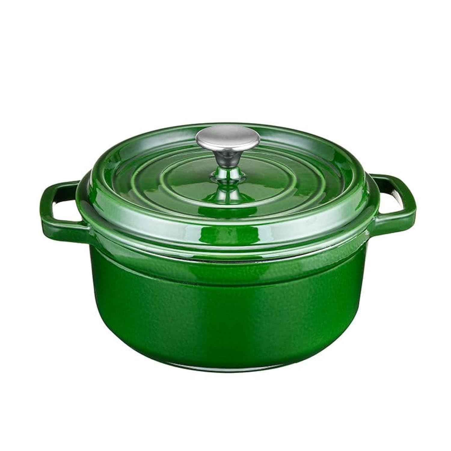 QuantumG - Cast Iron Dutch Oven/Casserole/Cocotte, with Enameled Interior, Raindrop Lid Design, Suitable for All Hobs including Induction, Oven and Grill Safe (Green, 3.8L, 24cm)