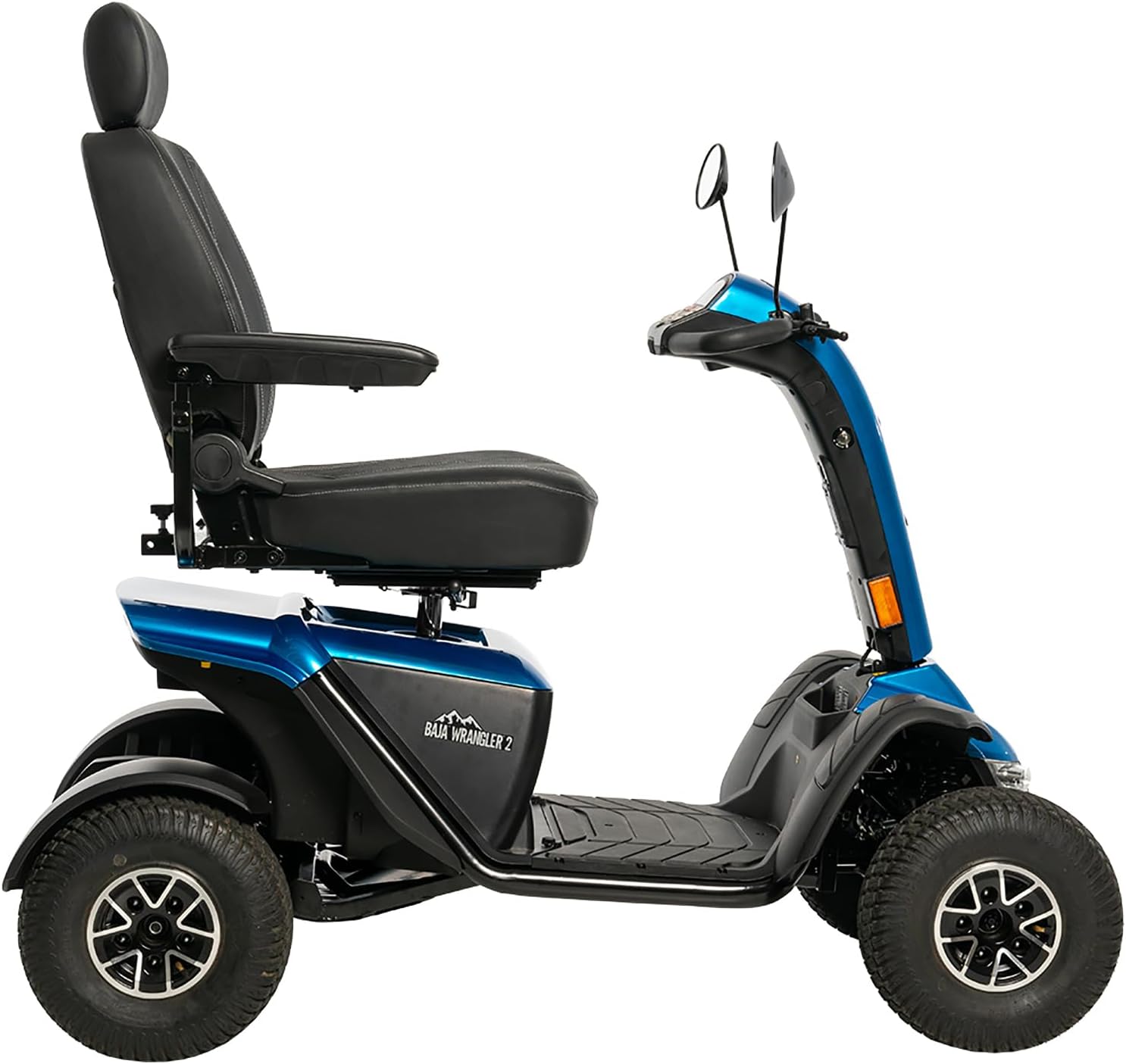 Side view of the Pride Baja Wrangler 2 mobility scooter