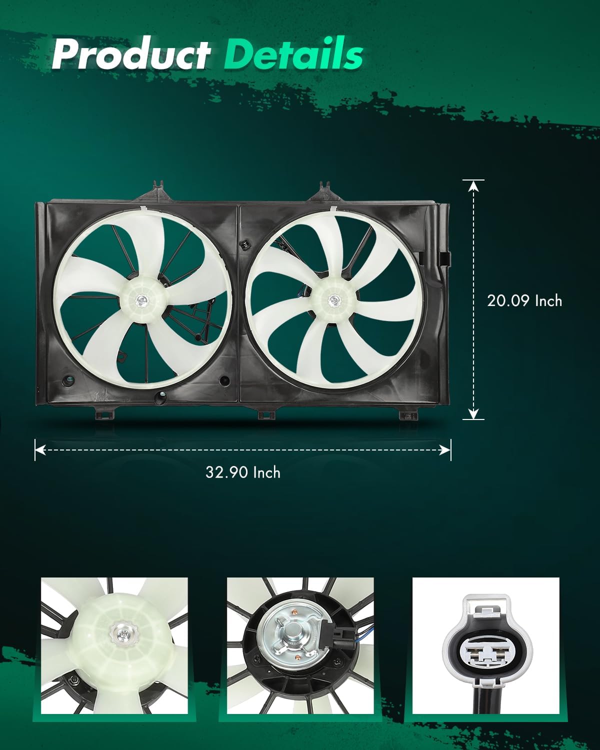 SCITOO Dual Radiator Condenser Fan Compatible with 2007-2012 for LX for ES350 2005-2012 for Toyota for Avalon 2009-2015 for Toyota for Venza 3.5L; Replace 621-238 622050 674-60031B