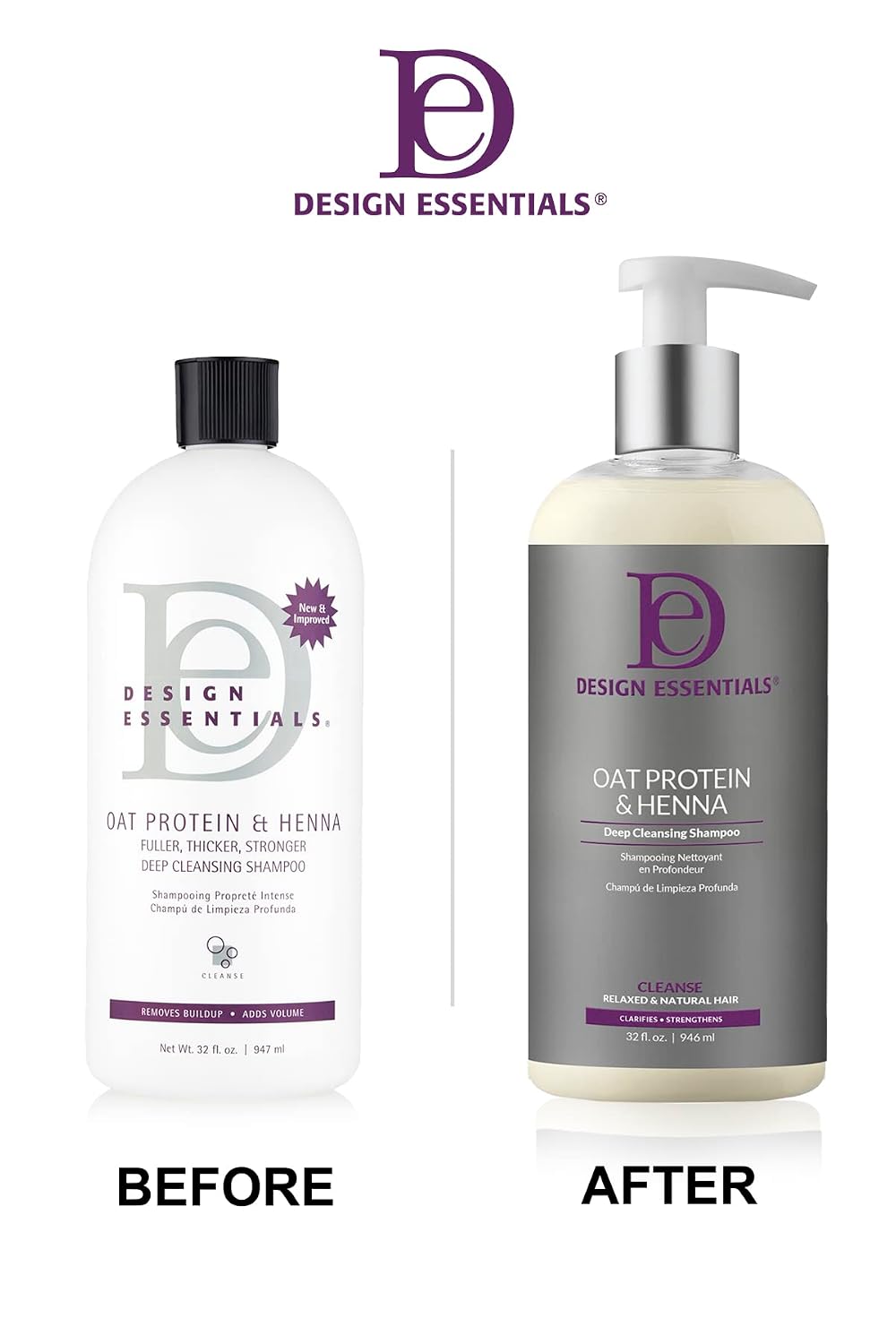 Design Essentials Oat Protein and Henna Deep Cleansing Shampoo, 32 Ounce (packaging may vary)
