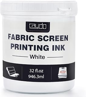 Caydo Fabric Screen Printing Ink, 32 Ounce for T-Shirt and Silkscreen Printmaking, White