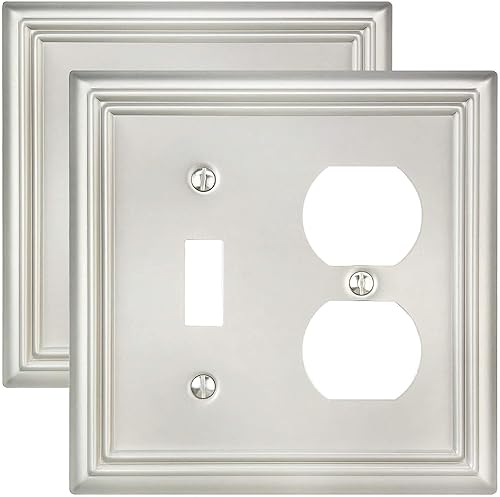ZILLSEA Placa de pared combinada con palanca dúplex, cubiertas de toma de pared para interruptores de luz dobles, toma de receptáculo, interruptor