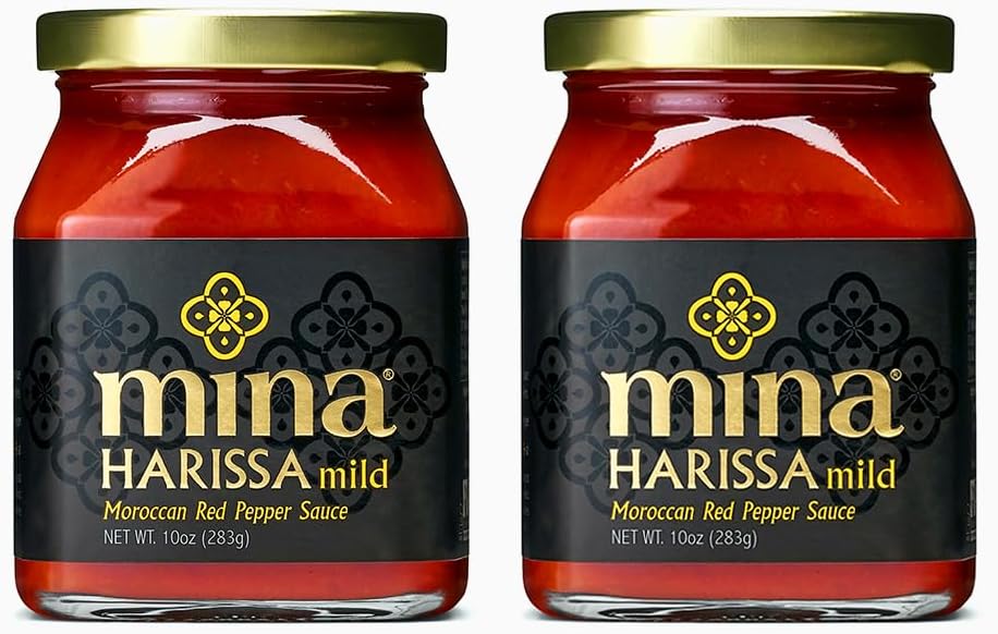 Mina Harissa Mild Sauce, Homestyle Moroccan Red Pepper Harissa Paste, 10 Oz (Pack of 2) - Harissa Sauce with Tangy Twist, Excite Your Senses with Mina Mild Harissa Seasoning