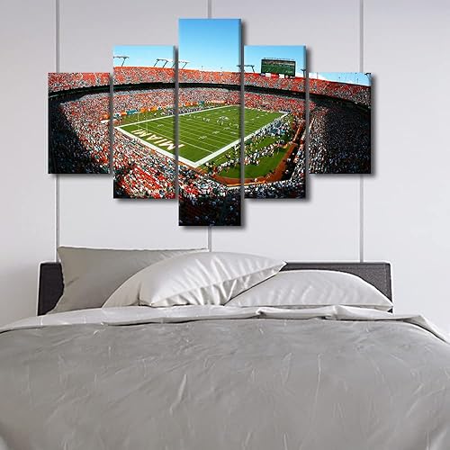 Vista 96 de Cuadros de estadios deportivos de fútbol americano de Minnesota, cuadros de vikingos, 5 paneles, lienzo para pared, arte de pared del estadio