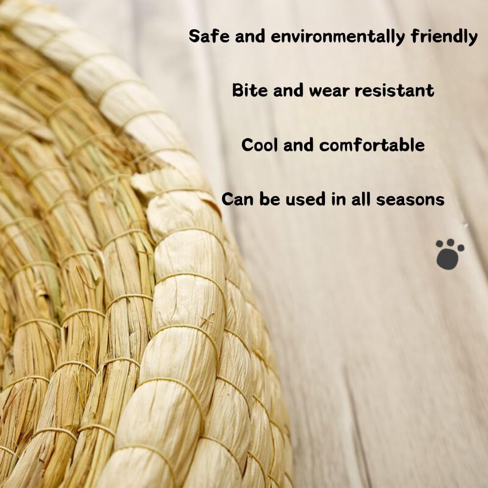 review Cat Bed Straw Nest Handwoven Small Dog Cat Sleeping Nest Basket Scratcher Handmade Natural Pets Cradle for Kitten Cats (Small)