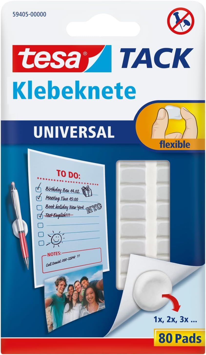 tesa TACK Kneedgum Niet-permanent 1,3 x 0,4 x 0,85 cm Wit tesa TACK Kneedgum Niet-permanent 1,3 x 0,4 x 0,85 cm Wit