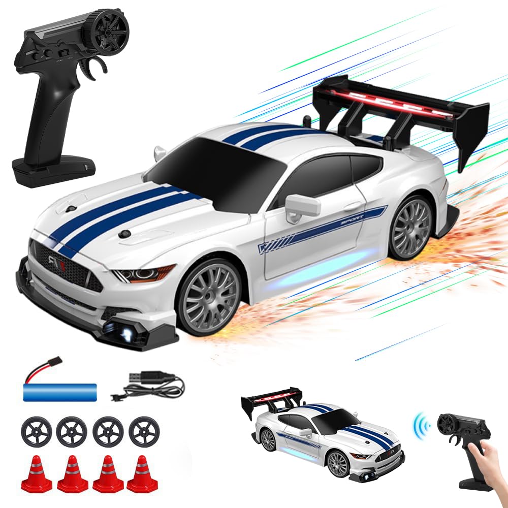 Macchina Telecomandata de Drift,RC Drift Car 1:24, 2,4 GHz 4WD Auto Telecomandata Bambino Mini Auto da Drift Telecomandata con Luce LED Coche Teledirigido Drift per Ragazzo Ragazza Bambini Giocattolo