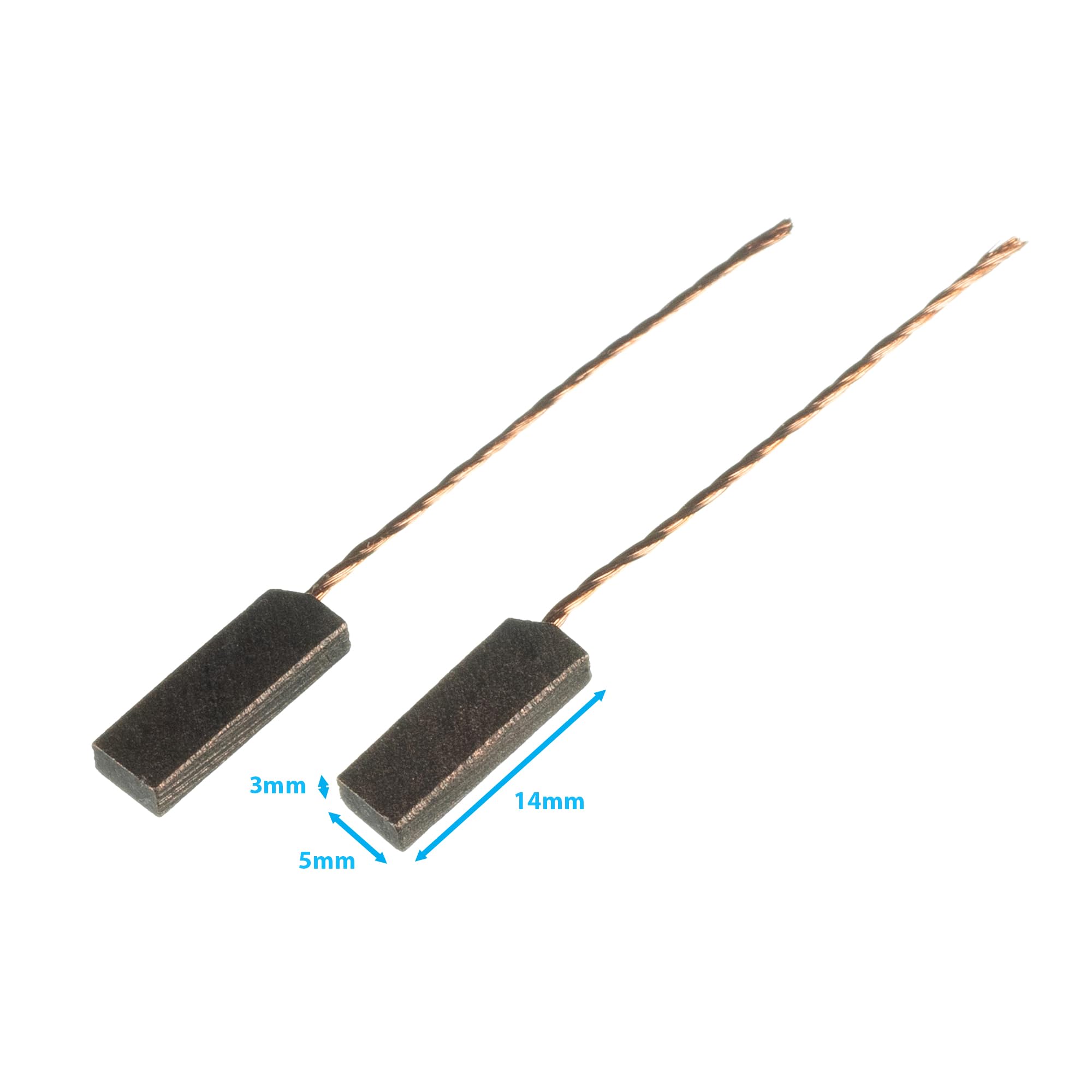 2pcs 3mm x 5mm x 14mm Carbon Brush - For Wiper Electric Motor - With Copper Wire Electrical Car Auto Mini Micro Spare Part Accessories Brushes Set Replacement Compatible Electronic Power Tool