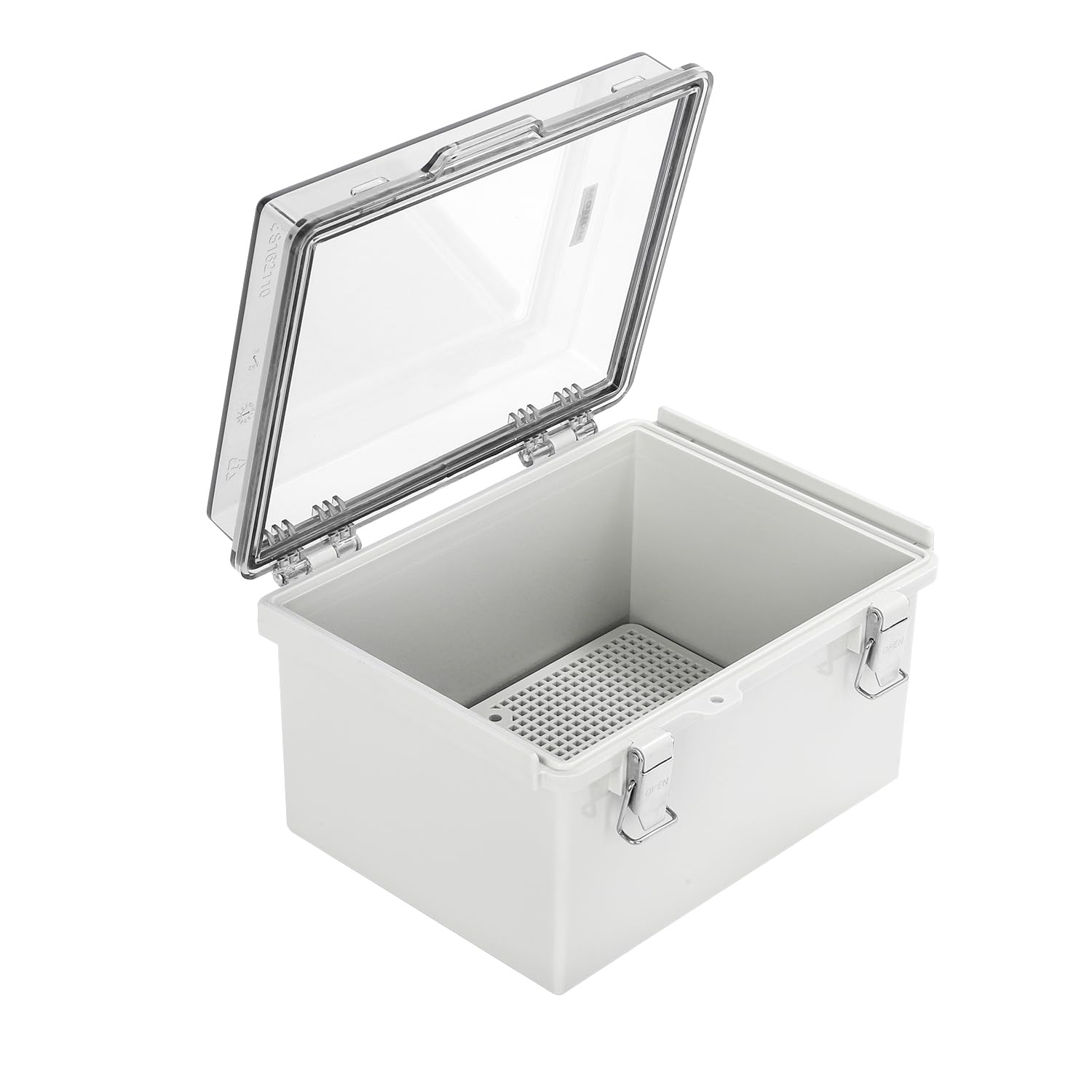Mollom Outdoor Junction Box for Electrical Project Waterproof IP67 with Hinged Transparent Cover, Stainless Steel Latch, Mounting Plate, and Wall Brackets(210x160x130mm | 8.3x6.3x5.1In)