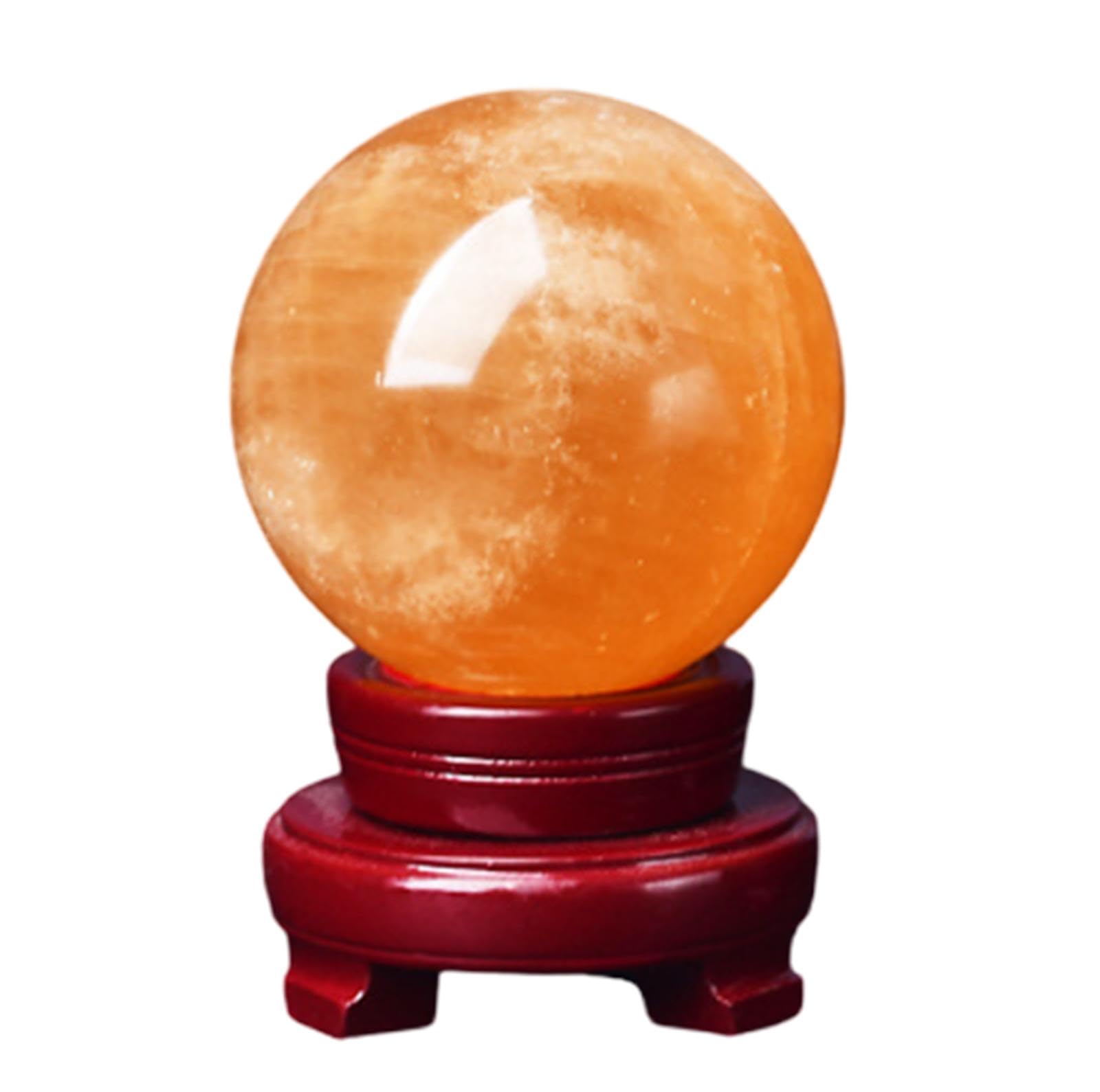 AUOQKQUT Yellow Crystal Sphere Citrine Quartz Ball Stone Gems Room Specimens Accessories Witchcraft Fengshui Home Decoration,60mm