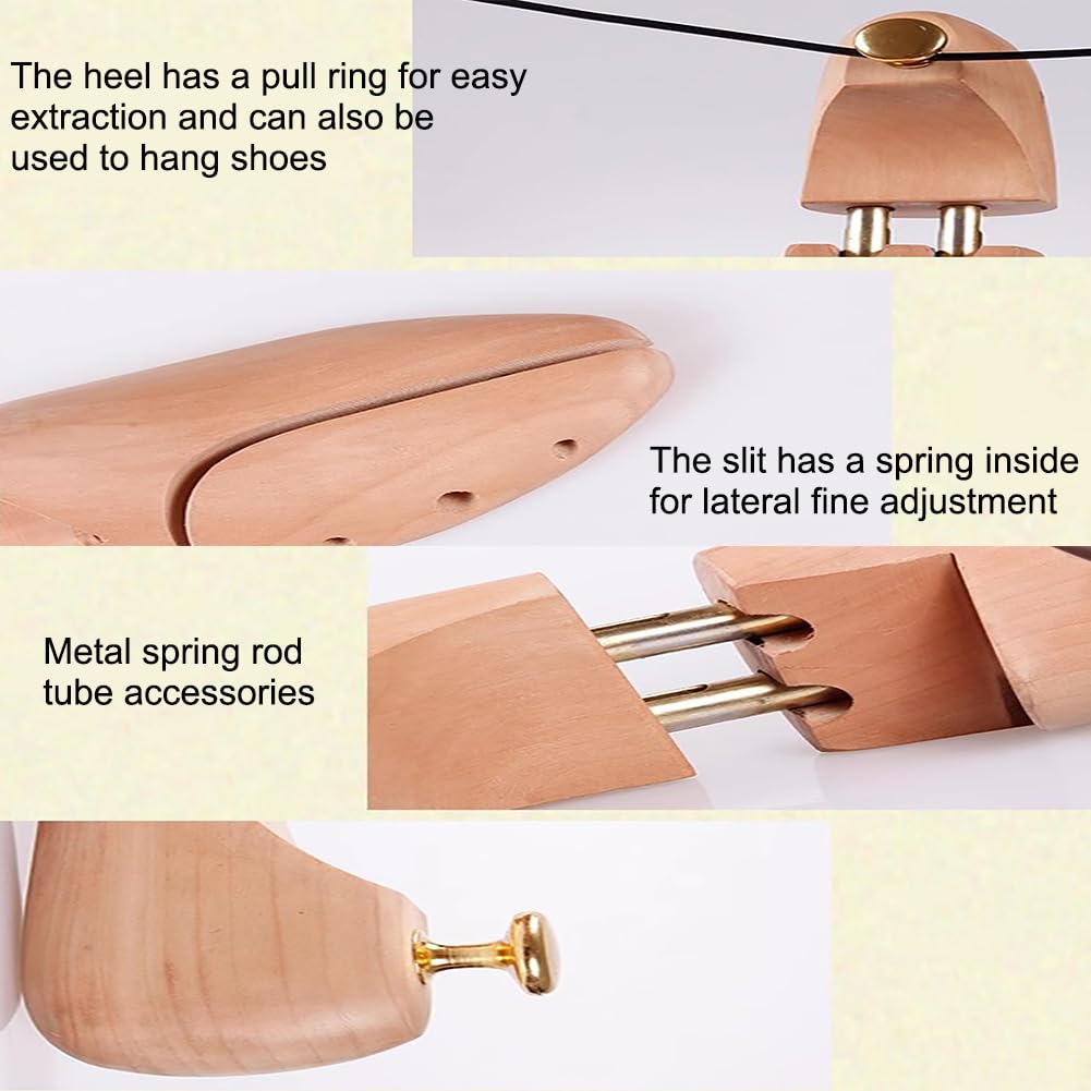 Juego De 2 Hormas para Zapatos De Madera De Cedro, Modelador De Madera para Árbol De Zapatos para Hombre, Ancho Y Largo Elástico, Modelador De Zapatos, Se Adapta A Tallas 31-46,37 to 41