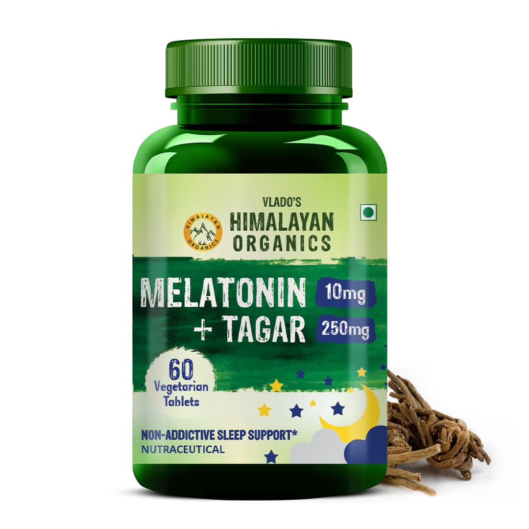 Vlado’s Himalayan Organics Melatonin 10Mg + Tagar 250Mg Supplement With Vitamin B6 And Calcium | Non-Habit Forming, Restful Sleep, Improved Focus, Relaxed Mind | Good For Eye Health (60 Tablets)-image-23