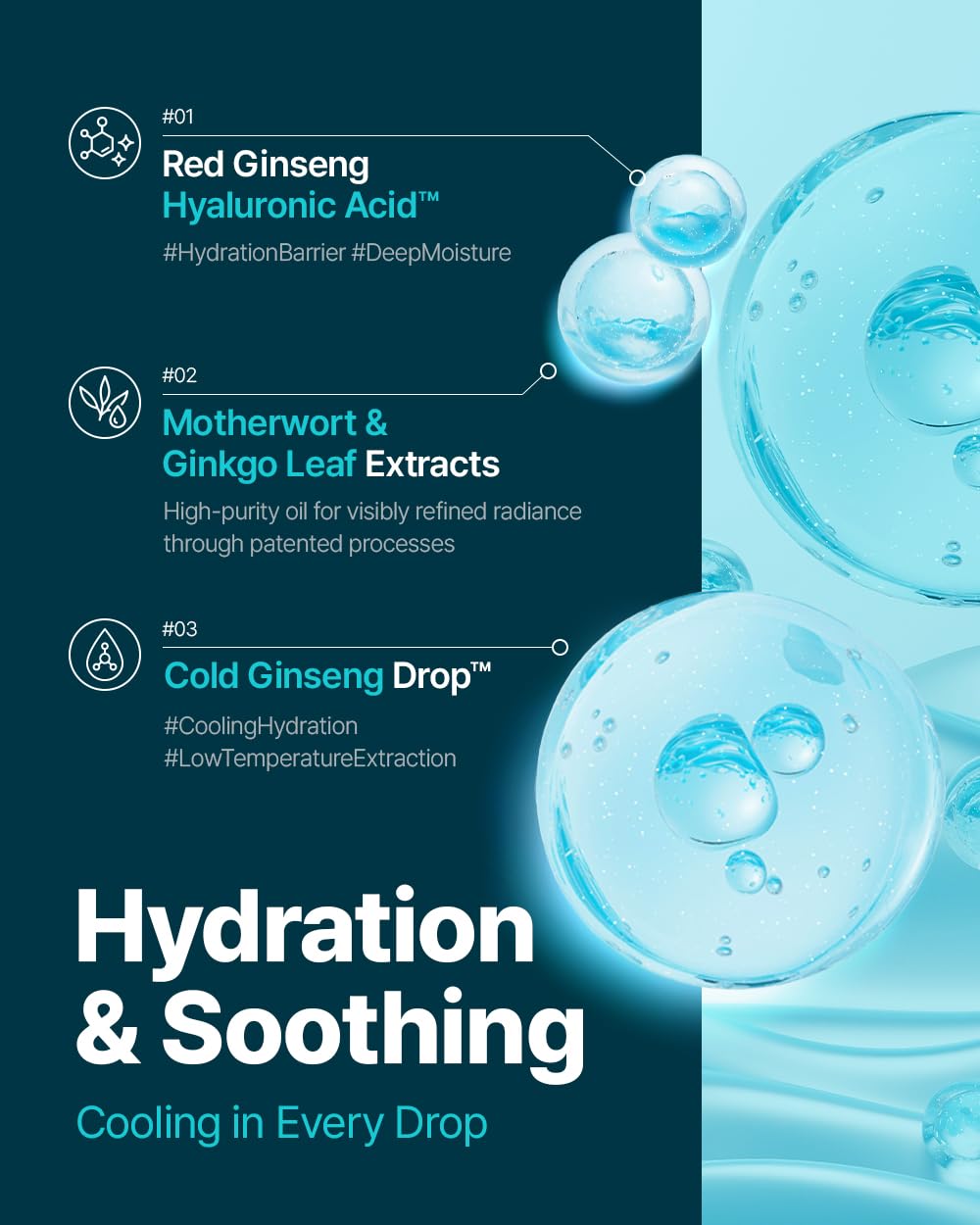 Donginbi Hydra Bounce Skin Care Set - Hydrating Toner(5.07 floz), Korean Red Ginseng Essence(4.4 floz), Firming Cream, and Face Moisturizer with Hyaluronic Acid, Korean Skin Care Gifts for Women