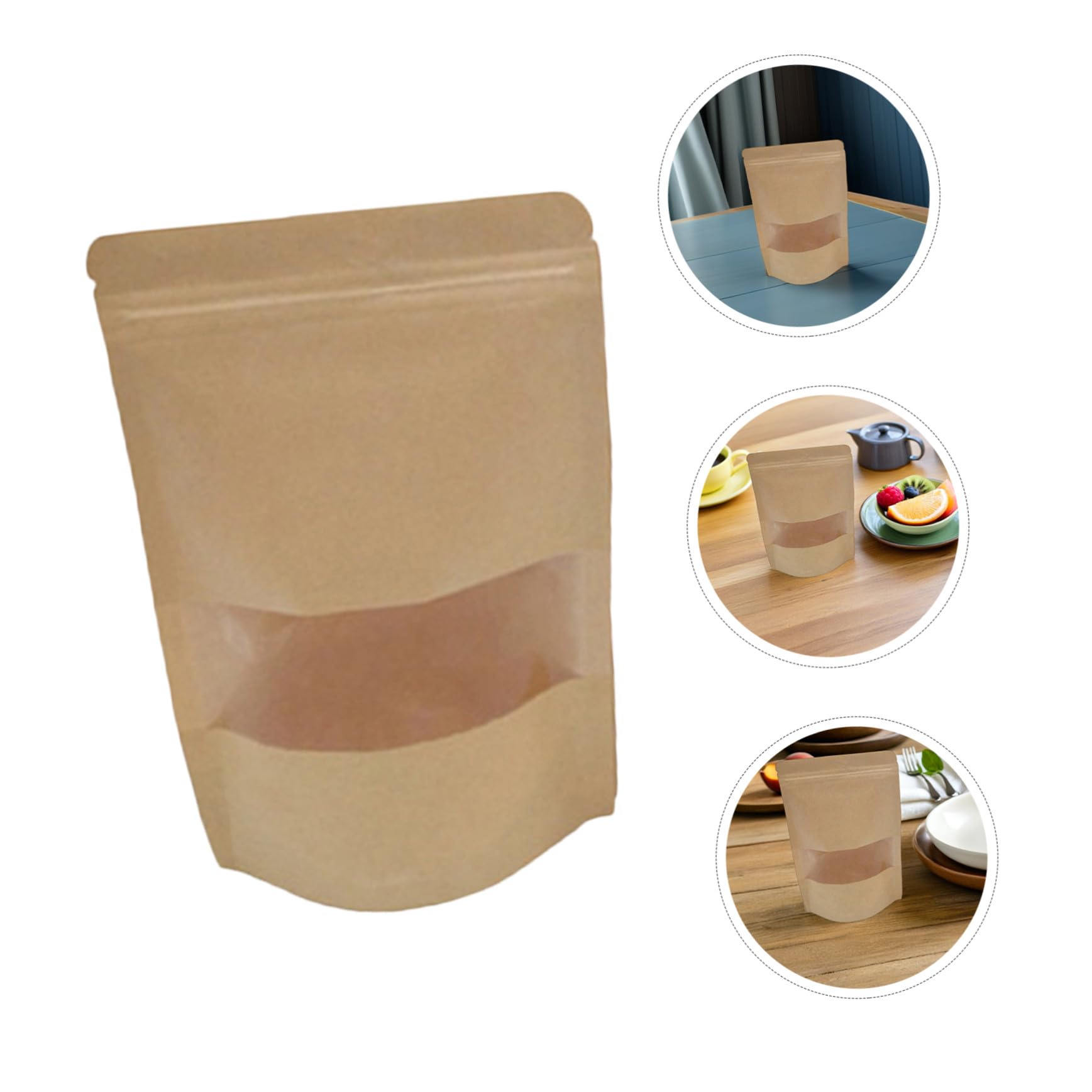 50pièces Sachets Kraft Blancs à Fenêtre avec Fermeture Éclair pour Emballage Alimentaire et Conservation de Friandises Biscuits ou Bonbons