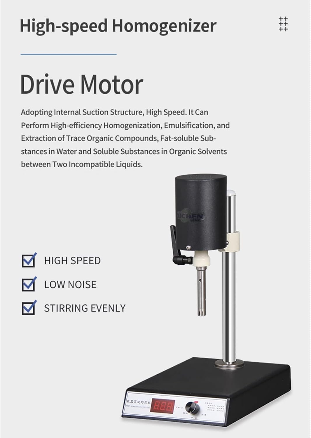 Laboratory High Speed Dispersing Homogenizer Emulsifier High Shear Mixer Capacity 20000rpm Digital Display Blender for Medience/Cosmetics/Food/Paints Industry
