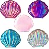 Minkissy Portable Shell Make-Up Mirror Double-Sided Small Hand Mirror Compact Travel Mirror with Magnification for Makeup On the Go and Daily Use 3.46 x 3.15 x 0.31 Inches Set of 5