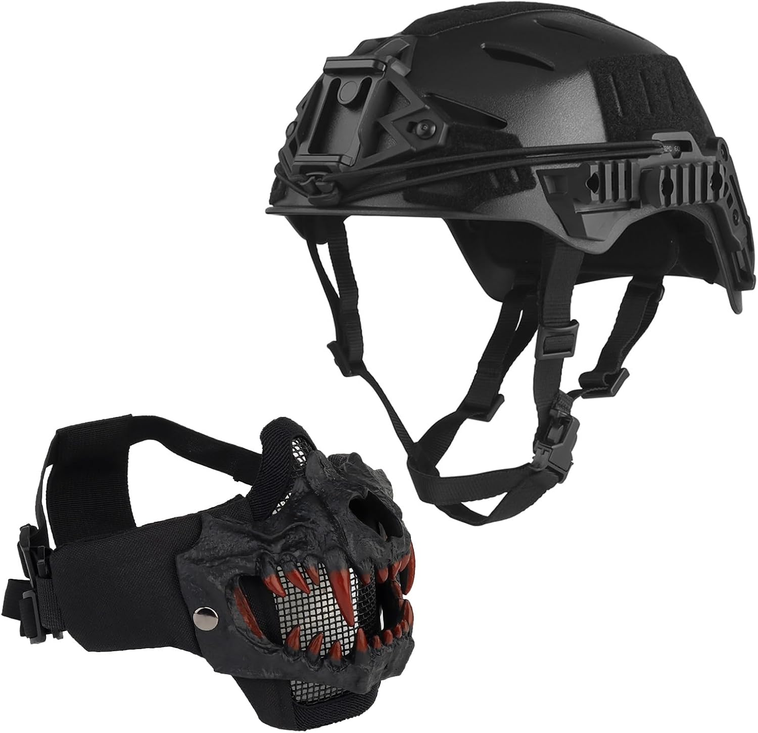 Tactical Multi Functional Helmet, Dual-Layer Protective Mask, Airsoft Mesh Half Face Mask, for Cosplay CS Hunting Shooting