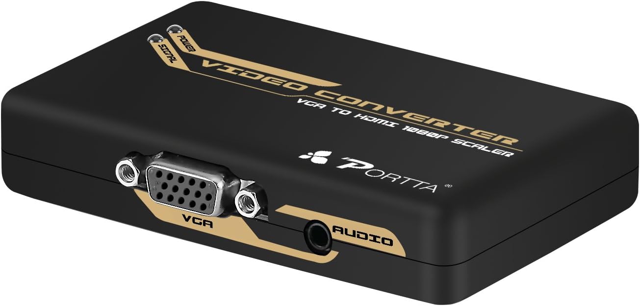 Portta 3.5mm VGA Stereo Audio to HDMI Converter Scaler 720p/1080p