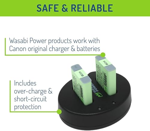 Miniatura 4 de Wasabi Power Batería (paquete de 2) cargador dual para Canon NB-13L, PowerShot G1 X Mark III, G5 X, G5 X Mark II, G7 X, G7 X Mark II, G7 X Mark III,