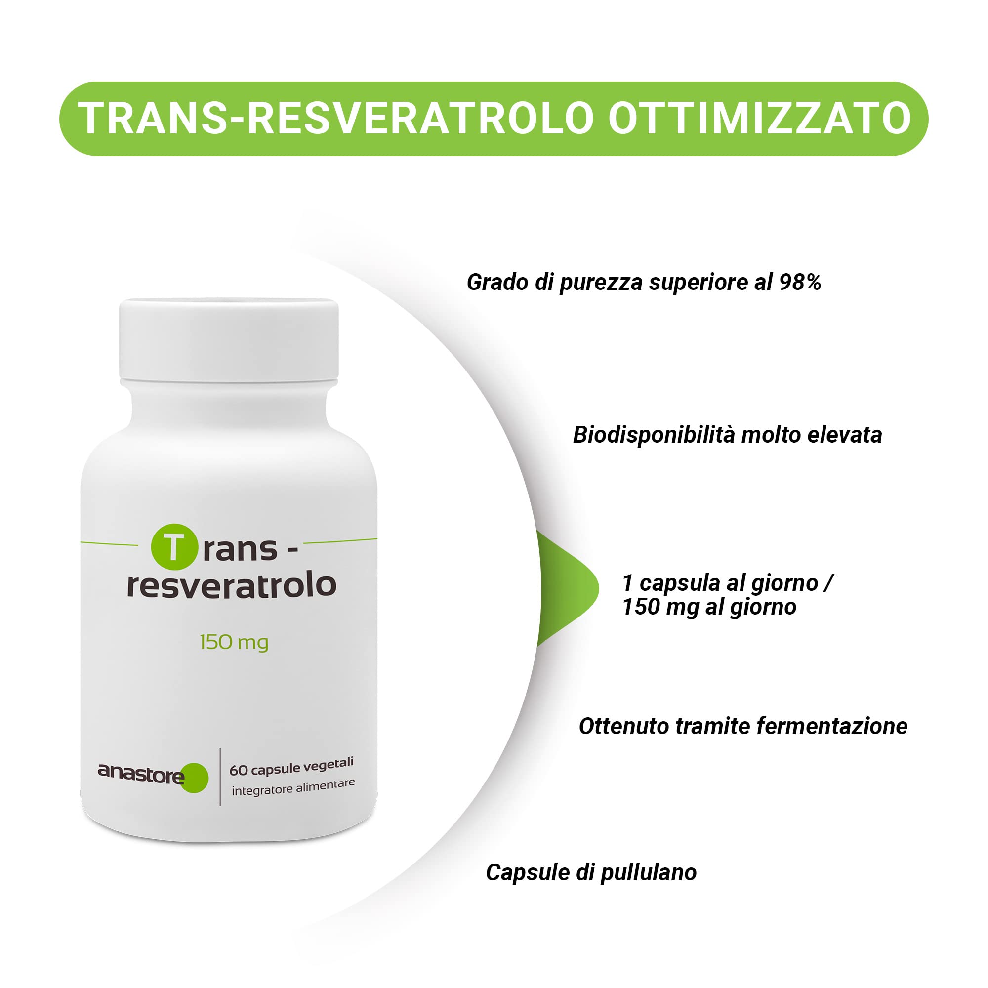 Trans-Resveratrolo * 60 capsule vegetali * Antiossidante altamente assimilabile * Anti-invecchiamento + Neuroprotettore *