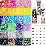 Package Content: The package includes 1 box with 40 grids, featuring a variety of colors, approx. 32000 pcs of 3mm bling-out resin rhinestones (Mixed-Color). bedazzling kit 1 tweezers and 1 pickup pen are included for easily picking up of rhinestones...