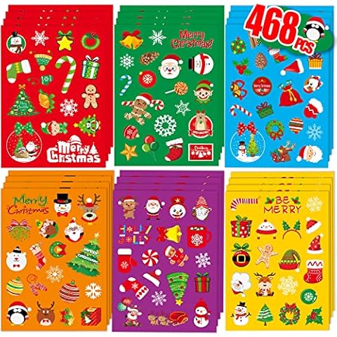 Joy Bang 486 PCS Christmas Stickers for Kids, 24 Sheets Winter Holiday Christmas Stickers for Cards, Snowflake Snowman Santa Stickers Bulks, Childrens Xmas Party Crafts Supplies Favors Gifts Cover