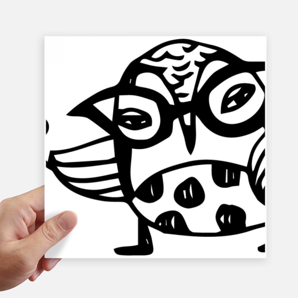 Autocollant oiseau dessin animé carré pour valise et ordi