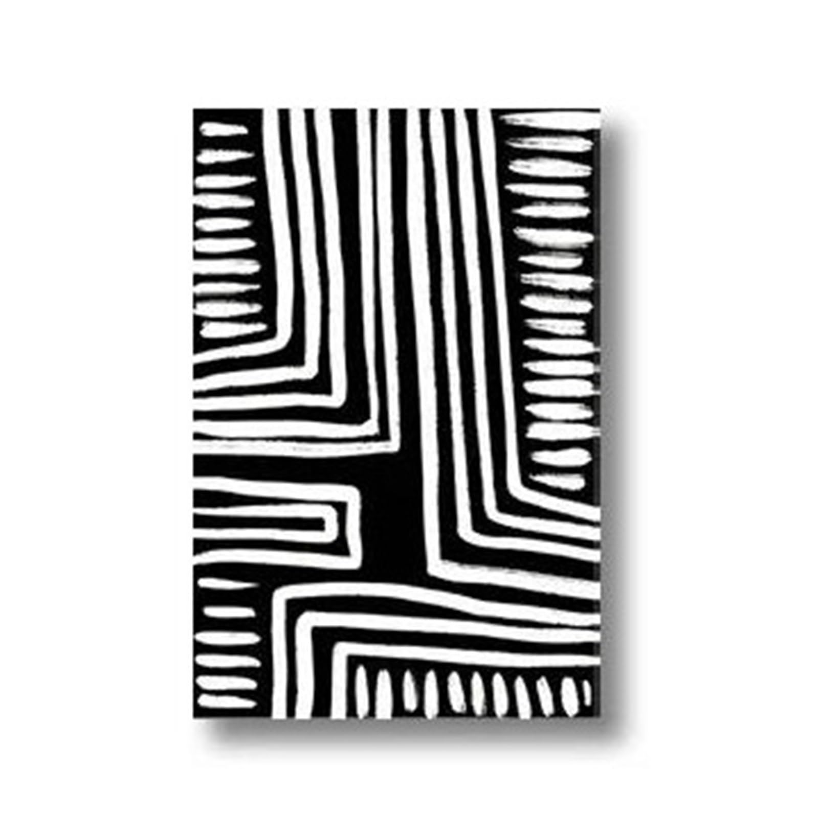 Toile imprimée géométrique noir et blanc pour réveiller un mur blanc vide de salon