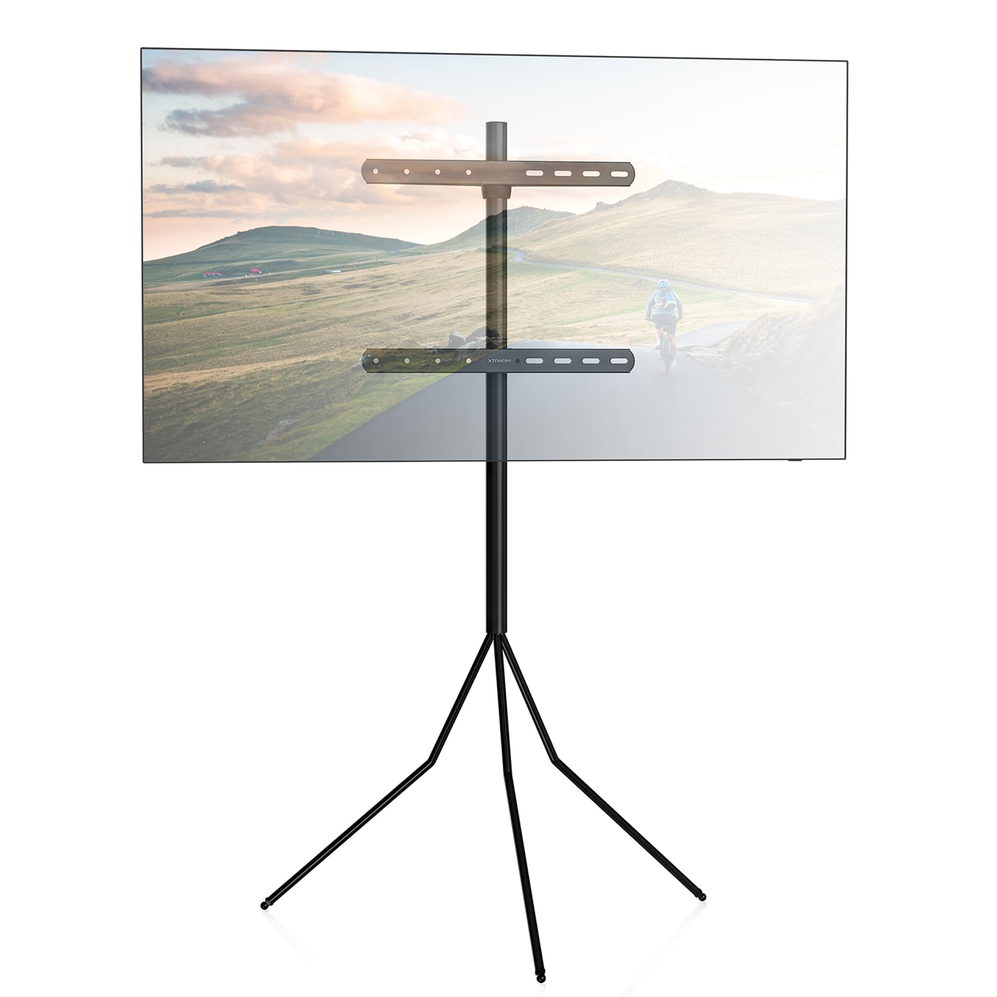 Tripod 400 TV Ständer Bodenständer Schwarz für 32–55 Zoll – Fernseher Ständer mit 360° Rotation, VESA bis 400x400 mm, 30 kg Traglast, mobiler TV Halterung & Ständer