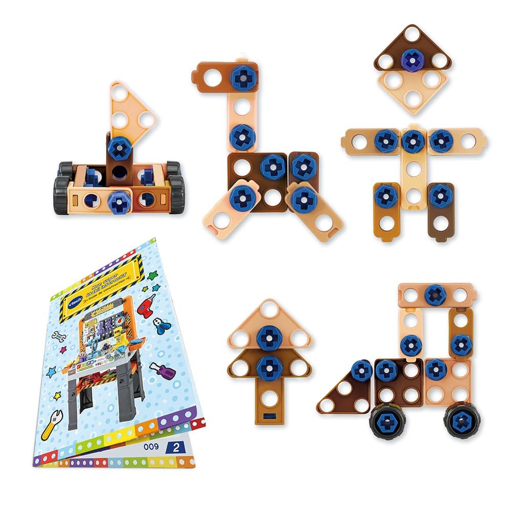 VTech - Mon Super Établi Interactif, Bricolage Enfant, Jeux Éducatifs, Jeu de Construction Autonome, 96 Pièces et Accessoires de Jeu, Cadeau Garçon et Fille de 3 Ans à 7 Ans - Contenu en Français