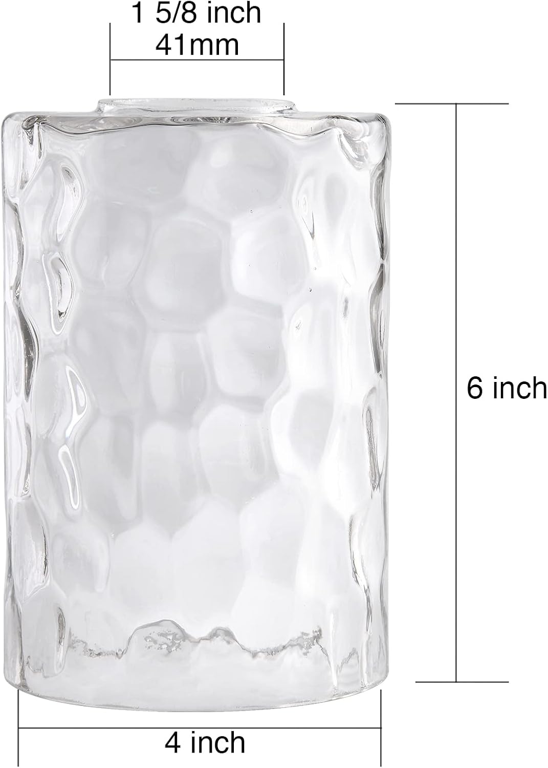 GoldSwift 3 Pack Clear Hammered Glass Lamp Shade Replacement Globe Cover, 6" Tall, Water Ripple Cylinder Glass Lampshade for Lighting Fixture Chandelier Pendant Light Wall Sconce, 1-5/8 Inch Fitter - - 