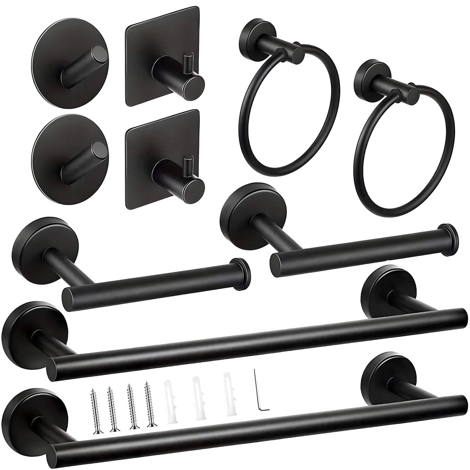 Bathroom Towel Rack Adhesive Towel Rings Robe Hook Holder Bathroom Accessory Set Easy to Installation Rack