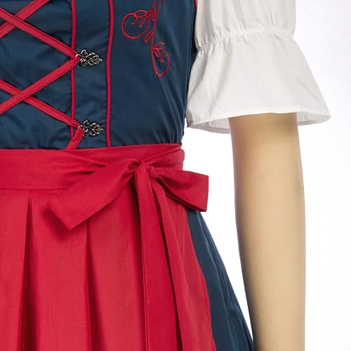 Miniatura 5 de JASAMBAC - Vestido de mujer de 3 piezas, disfraz para Oktoberfest, festival de cerveza bávara alemana