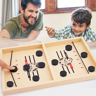 Fast Sling Puck Game, Hockey Board Family Game, Funny Family Home Games with Chessboard and Pawns, Test Your Speed and Accuracy Winner Board Game for Kids Adults 13.7*8.4inch