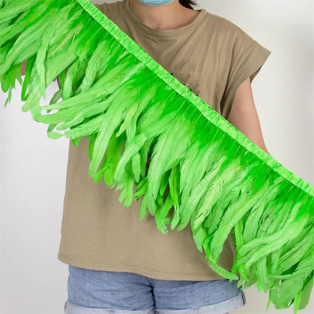 Rooster Tail Feather Trim 25-30 Cm Chicken Feather Ribbon Trimming Strung Dress Skirt Costume Decoration Pnnrk 10Yards