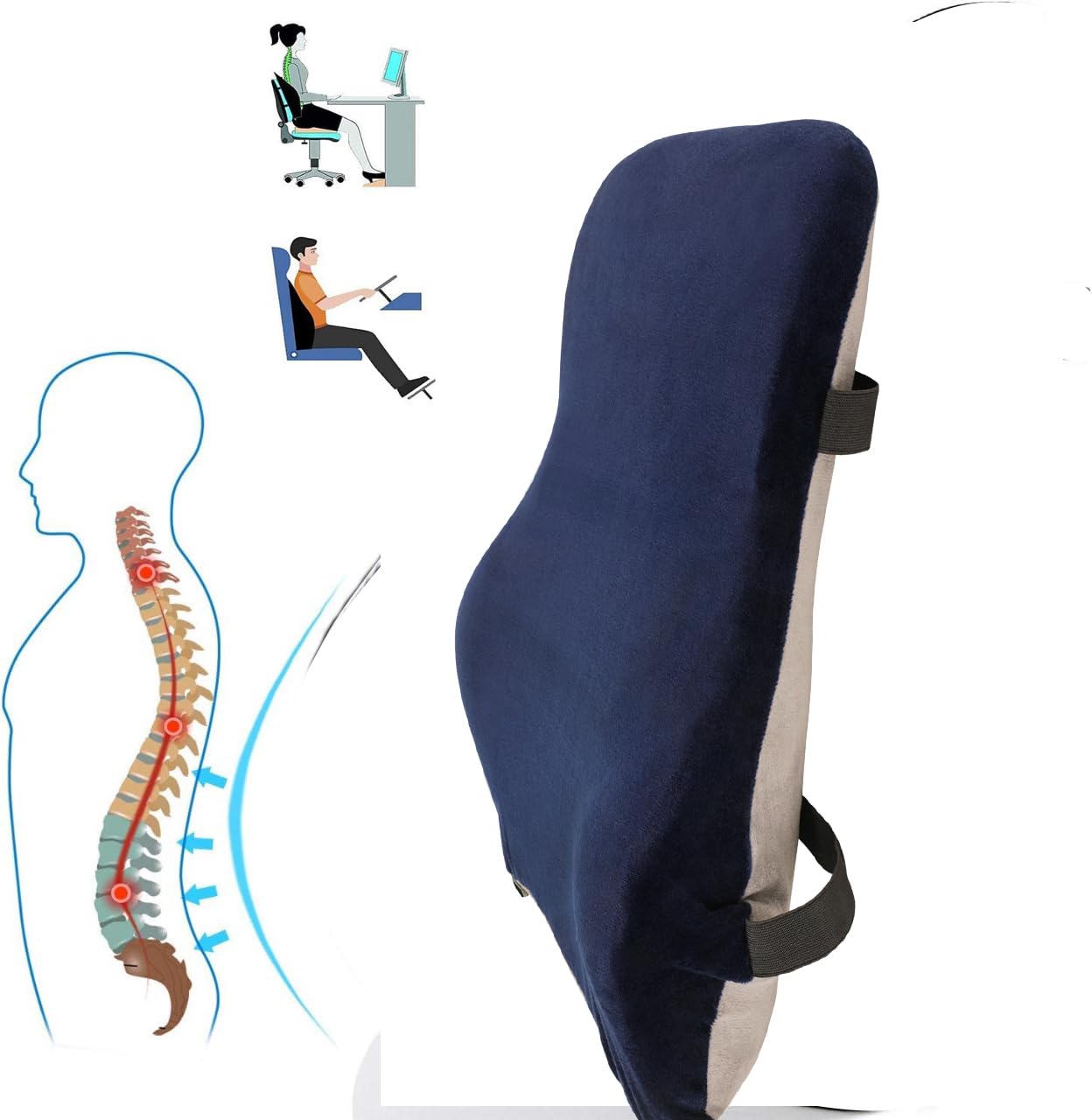 ACCUMEDEX Lumbar Support Pillow for Office Chair Back Support Pillow for Car,Recliner -Memory Foam Lumbar Pillow Back Pillow for Back Pain Relief, Improve Posture -Two Straps (B0C2KLCDSG) Amazon Price History, Amazon Price Tracker